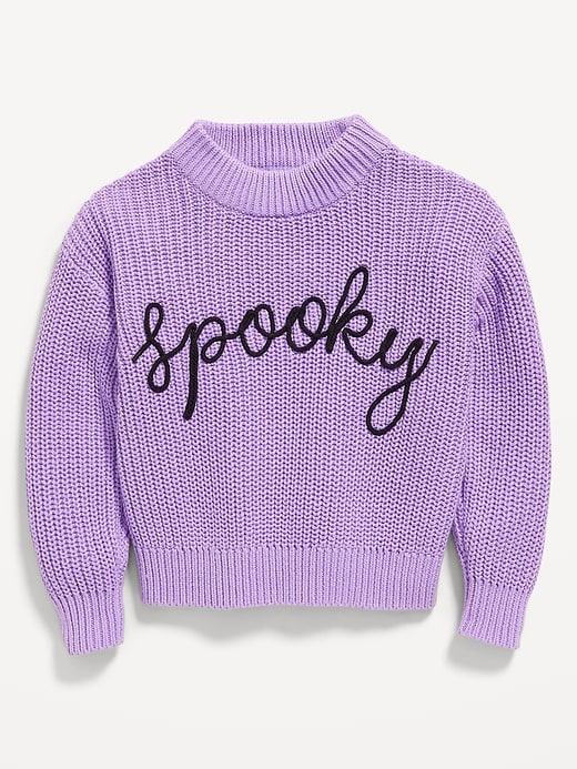 View large product image 1 of 2. Long-Sleeve Embroidered Sweater for Toddler Girls