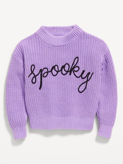 Long-Sleeve Embroidered Sweater for Toddler Girls