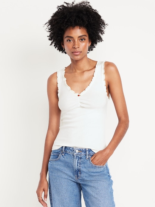 Image number 1 showing, Cinched Rib-Knit Tank Top