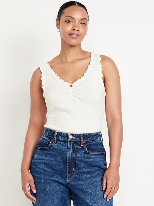 Image number 5 showing, Cinched Rib-Knit Tank Top