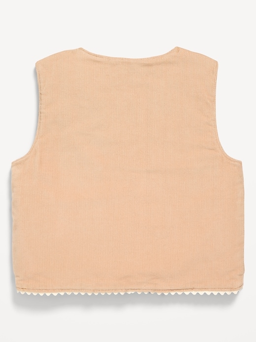 Voir une image plus grande du produit 2 de 2. Gilet réversible en velours côtelé pour toute-petite fille