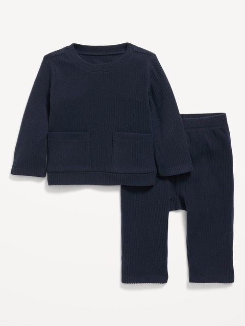 Ensemble de t-shirt à poche côtelé et pantalon pour bébé