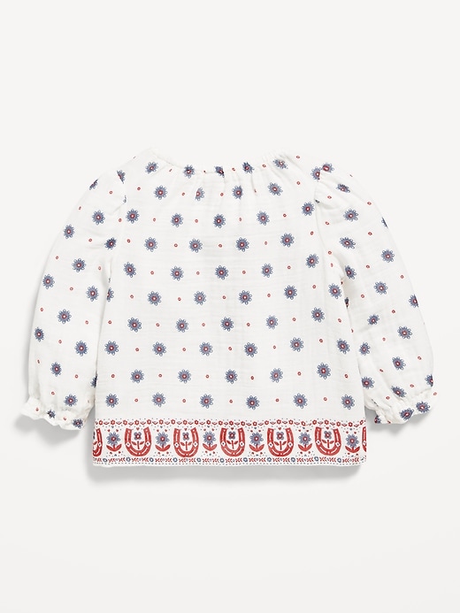 View large product image 2 of 2. Printed Long-Sleeve Double-Weave Top for Baby