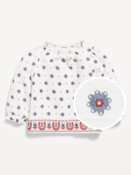 View large product image 1 of 2. Printed Long-Sleeve Double-Weave Top for Baby