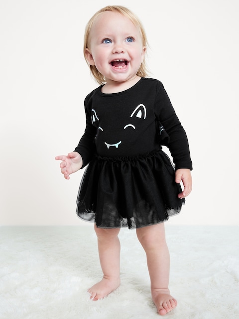 Robe tutu cache-couche à imprimé et à manches longues pour bébé - Multi