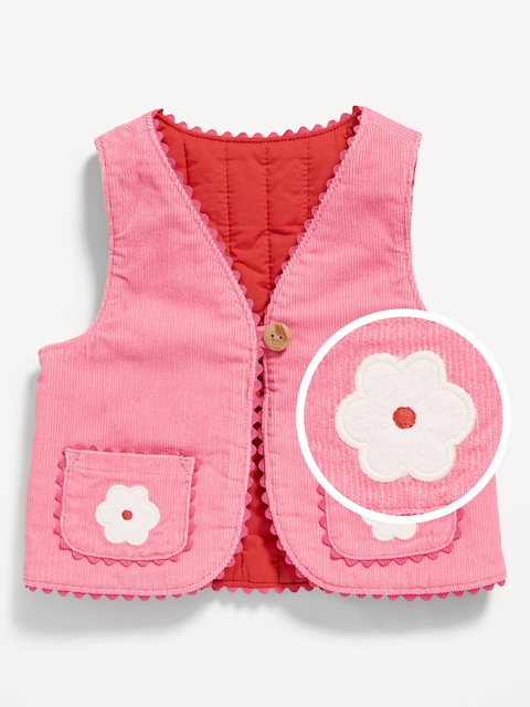Embroidered Corduroy Vest for Baby - Pink