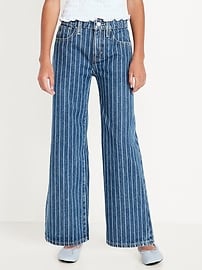 Image number 1 showing, Printed High-Waisted Baggy Wide-Leg Jeans for Girls