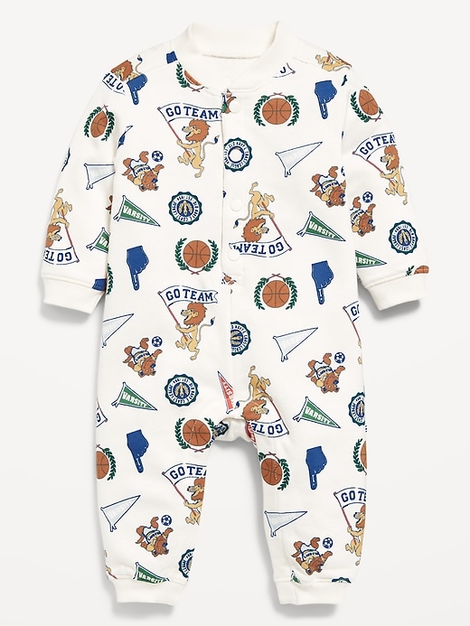 View large product image 1 of 2. Printed Long-Sleeve French-Terry One-Piece for Baby