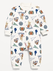 Image number 1 showing, Printed Long-Sleeve French-Terry One-Piece for Baby