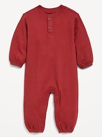 Image number 1 showing, Long-Sleeve Waffle-Knit Henley One-Piece for Baby