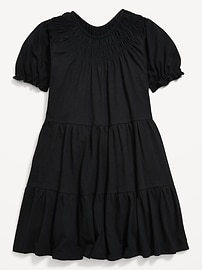 View large product image 3 of 3. Short Puff-Sleeve Tiered Swing Dress for Girls