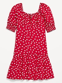 View large product image 3 of 3. Short-Sleeve Crinkle Crepe Swing Dress for Girls