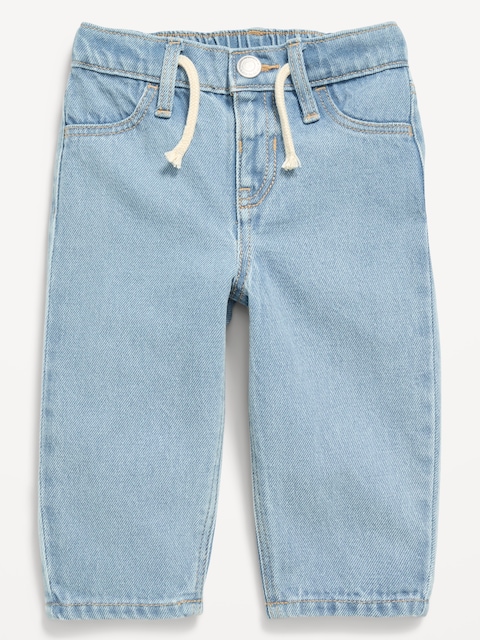Jean coupe baril à cordon de serrage pour bébé - Bleu
