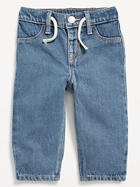 Image number 1 showing, Drawstring Barrel-Leg Jeans for Baby