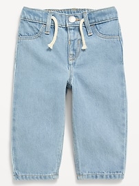 Image number 1 showing, Drawstring Barrel-Leg Jeans for Baby