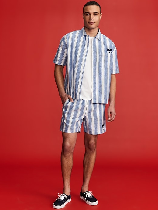Image number 1 showing, Old Navy x Disney© Mickey Mouse Linen-Blend Jogger Shorts -- 5-inch inseam