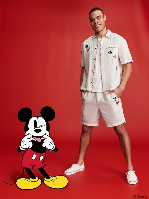Image number 1 showing, Old Navy x Disney© Mickey Mouse Linen-Blend Jogger Shorts -- 7-inch inseam