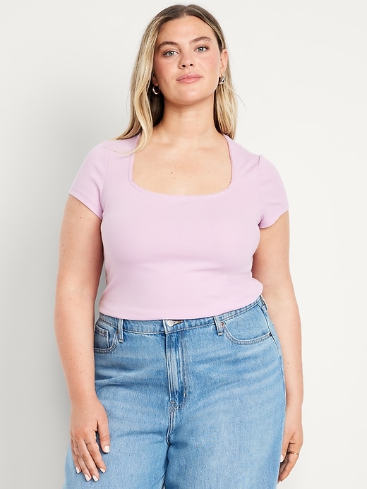 Image number 5 showing, Square-Neck Ribbed T-Shirt