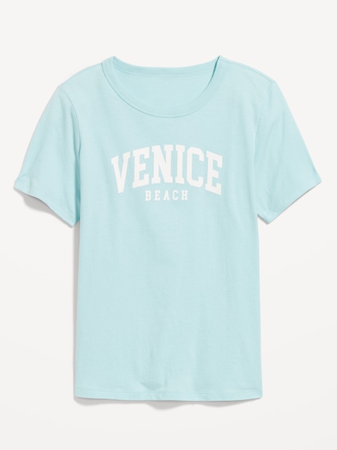 T-shirt passe-partout ras du cou à imprimé - Bleu