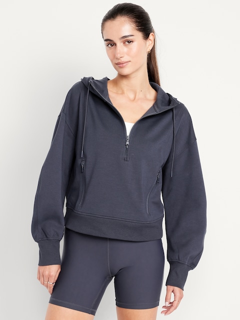Dynamic Fleece Half-Zip Hoodie Sweatshirt - Blue