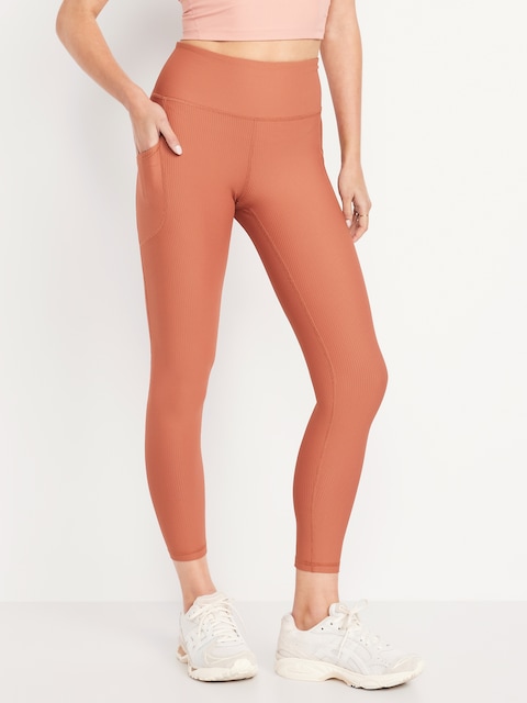 High-Waisted PowerSoft Rib Pocket Leggings - Terracotta Bronze