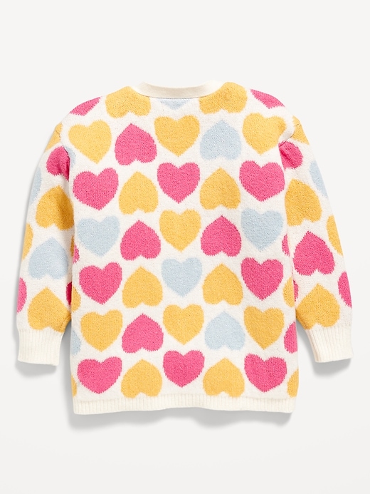 Voir une image plus grande du produit 2 de 2. Cardigan tunique à devant ouvert SoSoft à motif pour toute-petite fille