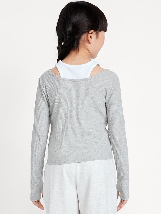 View large product image 2 of 4. 2-In-1 Ribbed Performance Top for Girls