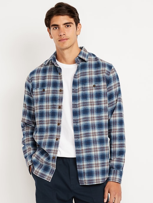 L'image numéro 1 présente Chemise à carreaux en flanelle avec poche