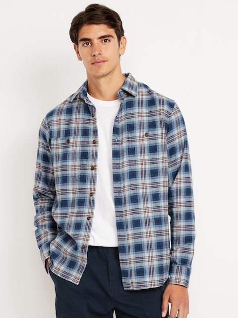 Chemise à carreaux en flanelle avec poche - Multi