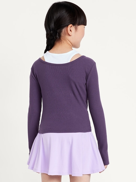 View large product image 2 of 3. 2-In-1 Ribbed Performance Top for Girls