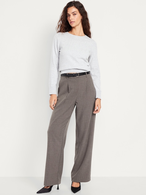 Pantalon de tailleur Taylor à taille très haute et à jambe large - Gris Foncé