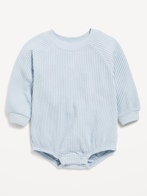 Long-Sleeve Fleece One-Piece Romper for Baby - Blue