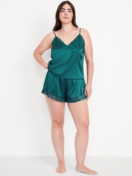 Image number 5 showing, Lace-Trim Satin Pajama Short Set