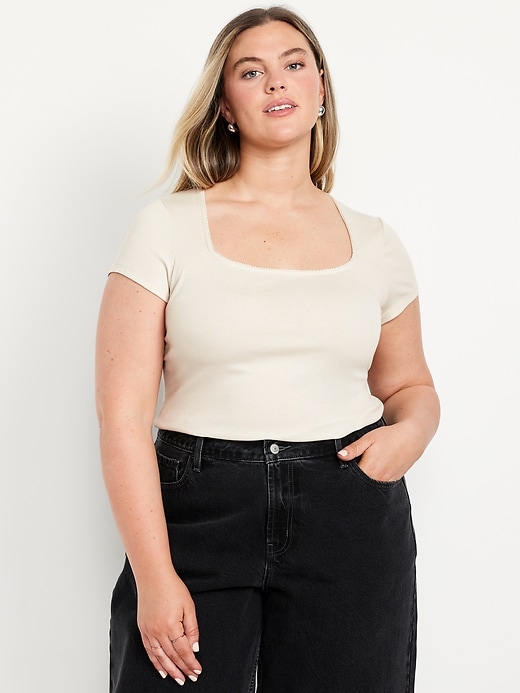 Image number 5 showing, Square-Neck Ribbed T-Shirt