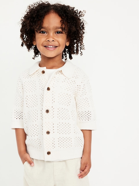 Oversized Crochet-Knit Shirt for Toddler Boys