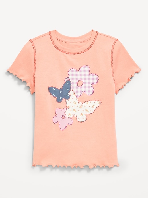 View large product image 1 of 1. Fitted Lettuce-Edge Graphic T-Shirt for Girls