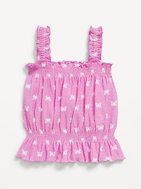 Image number 1 showing, Printed Sleeveless Crinkle Jacquard Peplum Tank Top for Toddler Girls