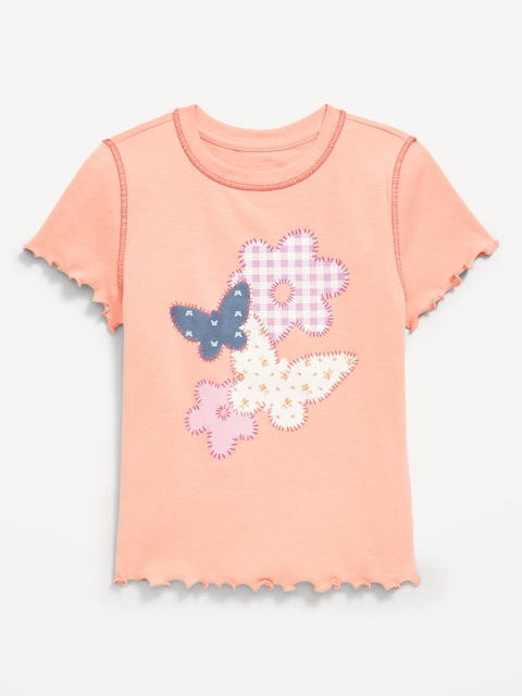 T-shirt ajusté à imprimé avec bordure ondulée pour fille