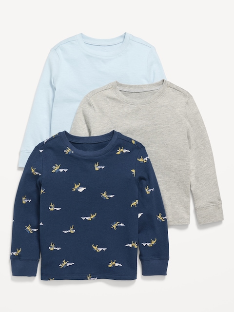T-shirt à manches longues pour tout-petit garçon (paquet de 3)