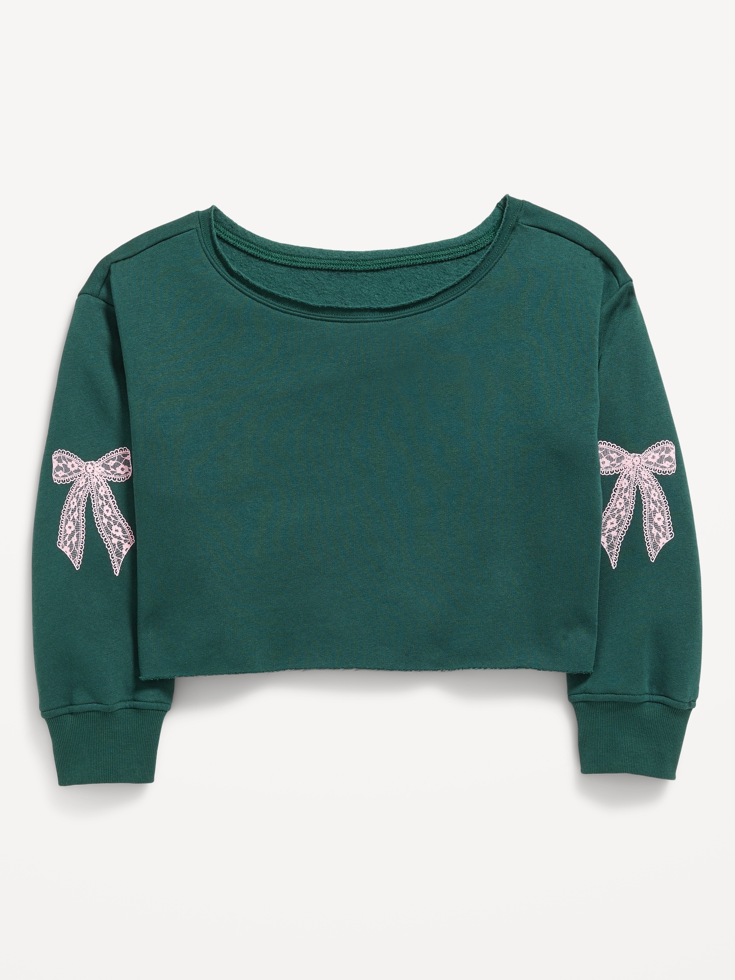 Boat-Neck Graphic Sweatshirt for Girls