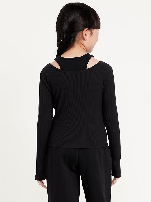 View large product image 2 of 2. 2-In-1 Ribbed Performance Top for Girls