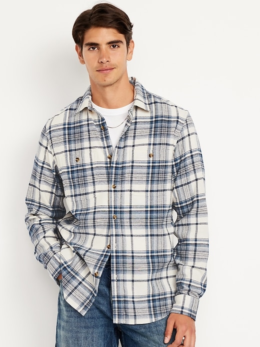 L'image numéro 1 présente Chemise à carreaux en flanelle avec poche