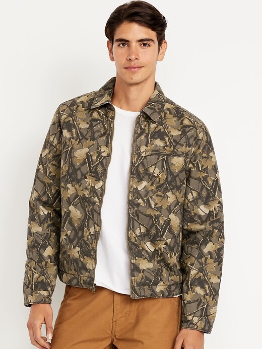 Image number 1 showing, Printed Canvas Barn Jacket
