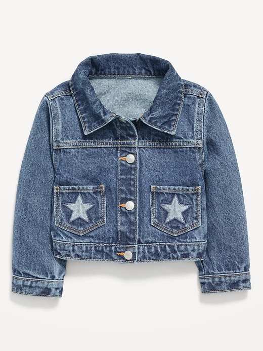 View large product image 1 of 2. Embroidered Stars Trucker Jean Jacket for Toddler Girls