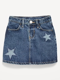 Image number 1 showing, High-Waisted Embroidered Stars Jean Skirt for Toddler Girls