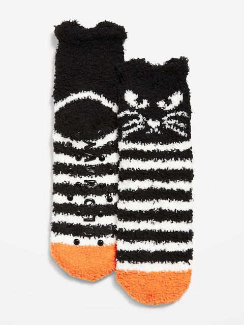 Gender-Neutral Cozy Halloween Socks for Kids - Black