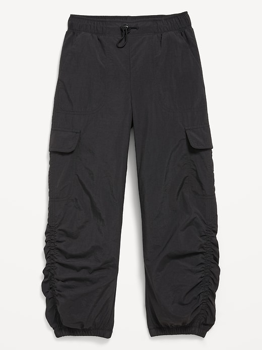 Image number 4 showing, High-Waisted Side Ruched Cargo Parachute Joggers for Girls