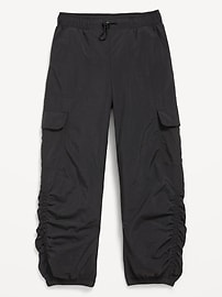 View large product image 4 of 5. High-Waisted Side Ruched Cargo Parachute Joggers for Girls
