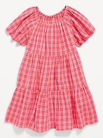 View large product image 3 of 3. Printed Flutter-Sleeve Double-Weave Tiered Swing Dress for Girls
