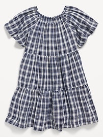 View large product image 3 of 3. Printed Flutter-Sleeve Double-Weave Tiered Swing Dress for Girls